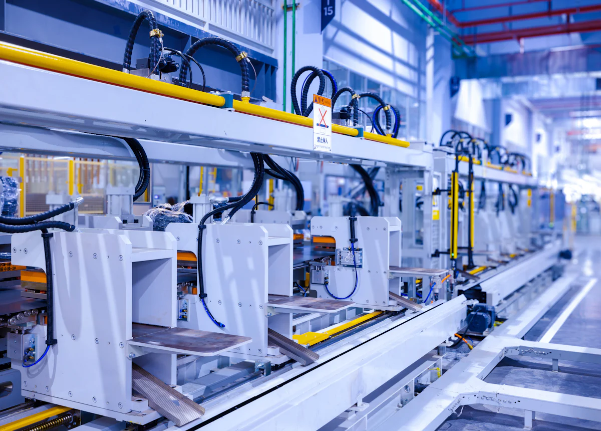 Industrial equipment on a manufacturing production line
